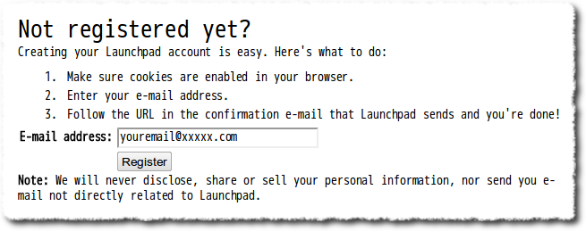 Launchpad 未注册用户输入Email